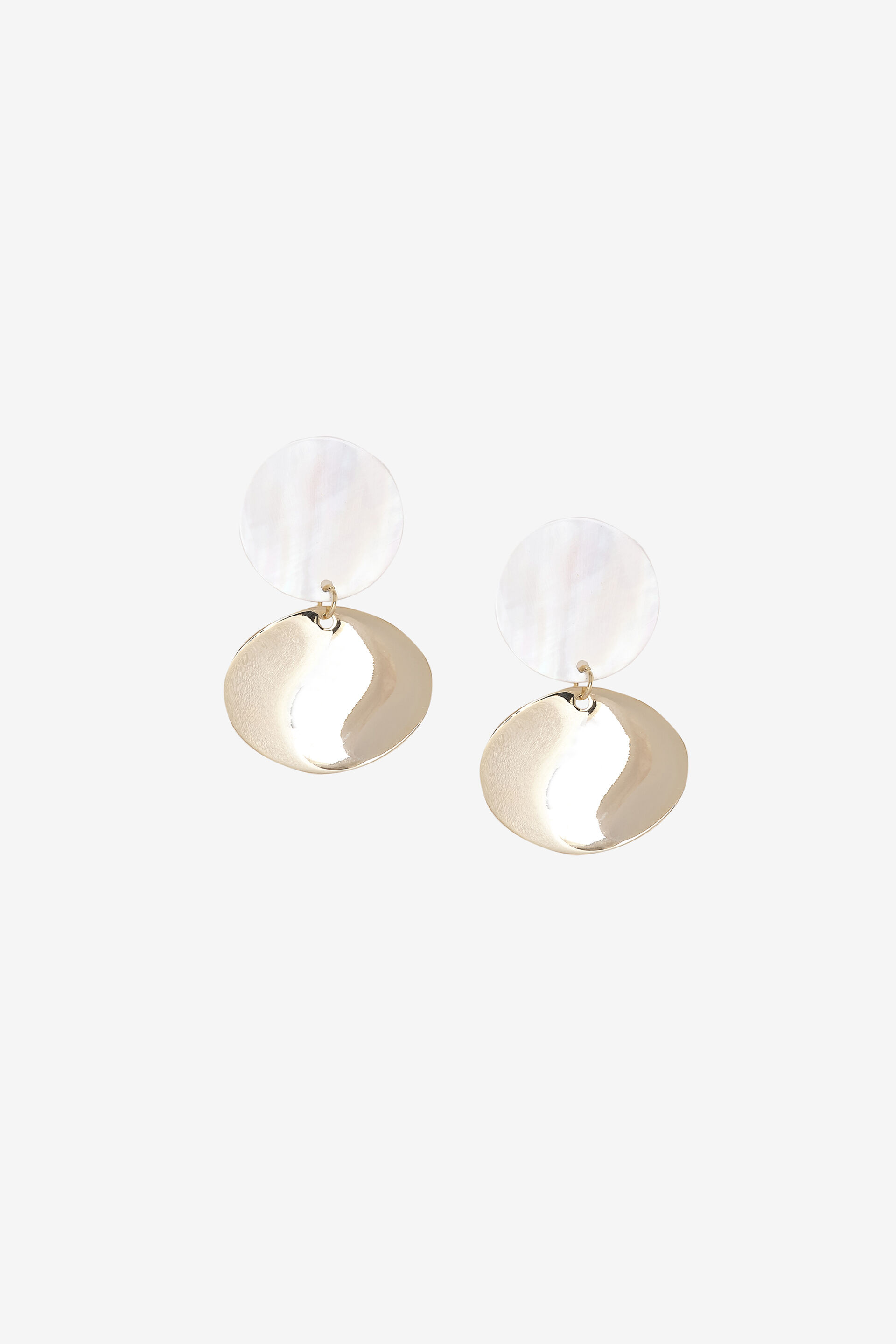 Gold Button Earrings, , image 1